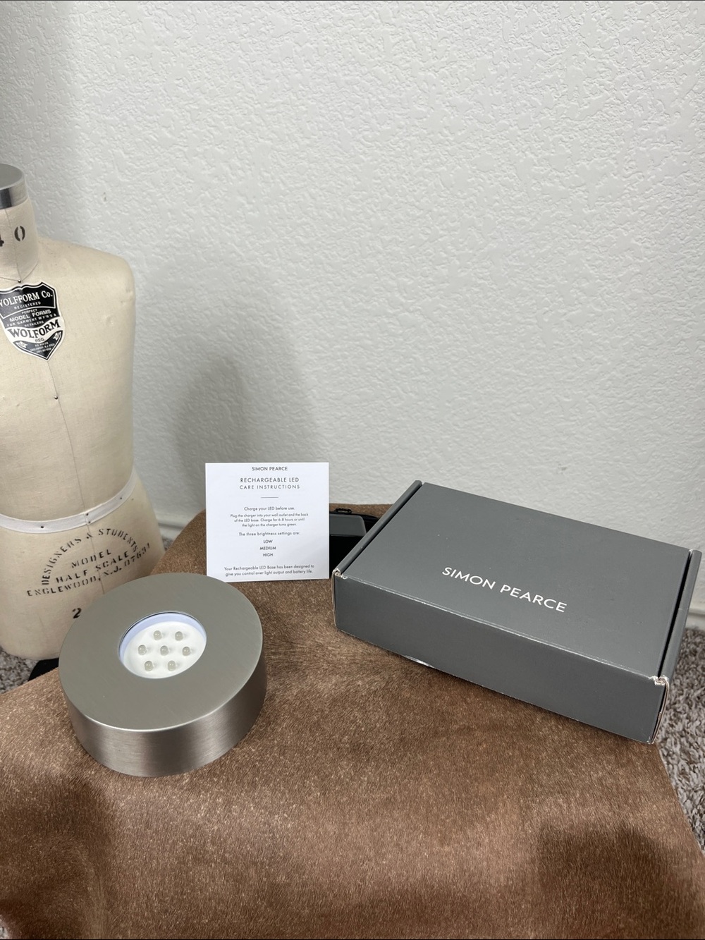 Simon Pearce Modern Rechargeable Stainless Steel LED Light - Large